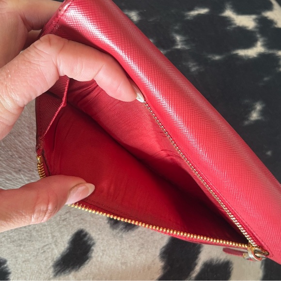 Prada Red & Pink Leather Long Wallet - Picture 8 of 13
